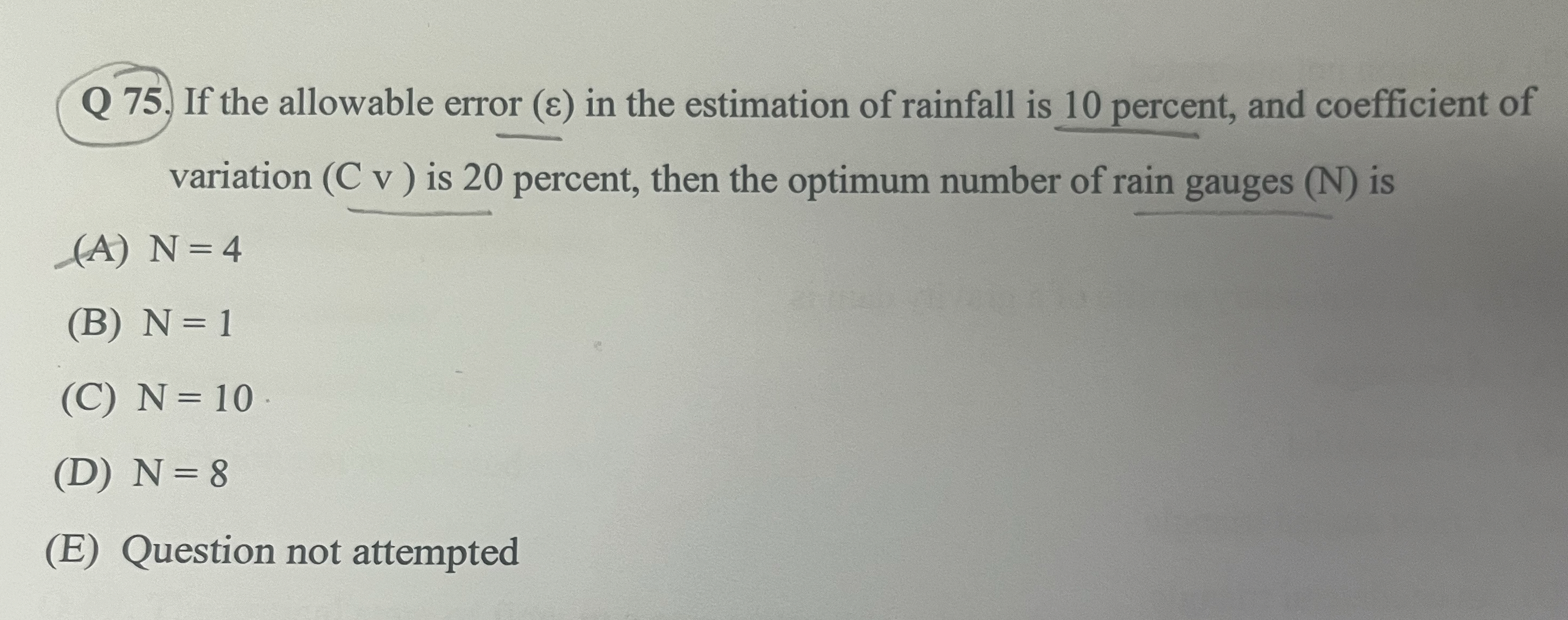 Q 7 5 . If the allowable error ( ) in the