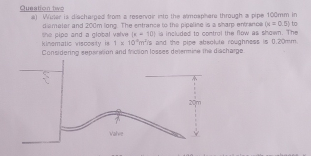 Question two a ) Weter is discharged from a