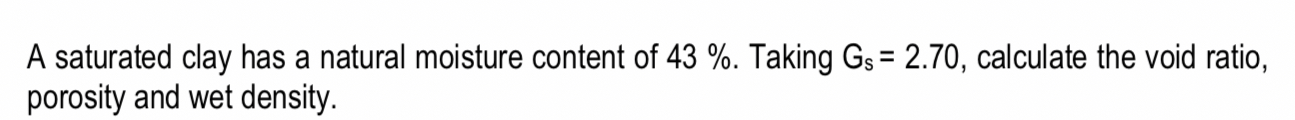 A saturated clay has a natural moisture content