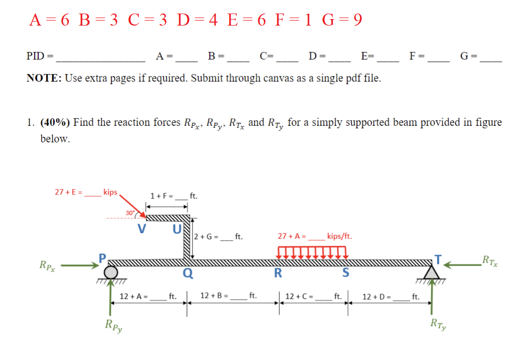 A = 6 , B = 3 , C = 3 D = 4 , E = 6 , F = 1 , G =