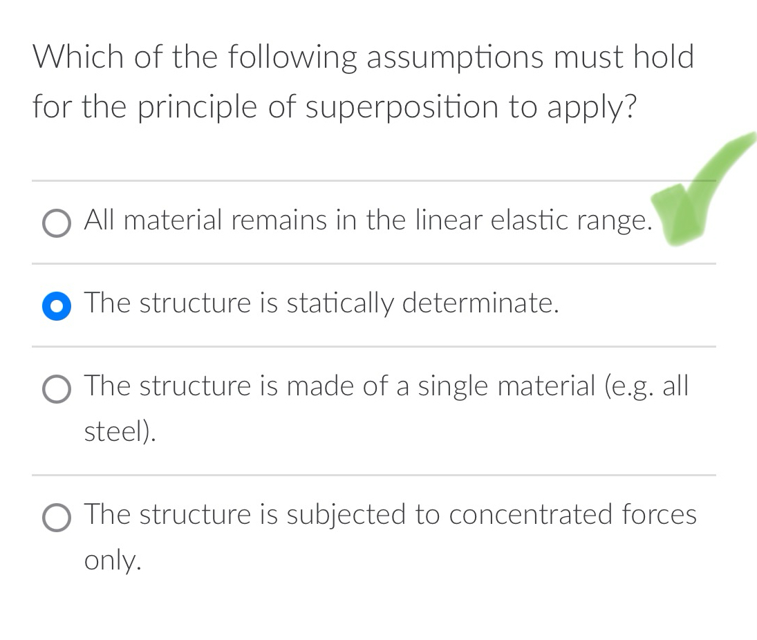 Which of the following assumptions must hold for