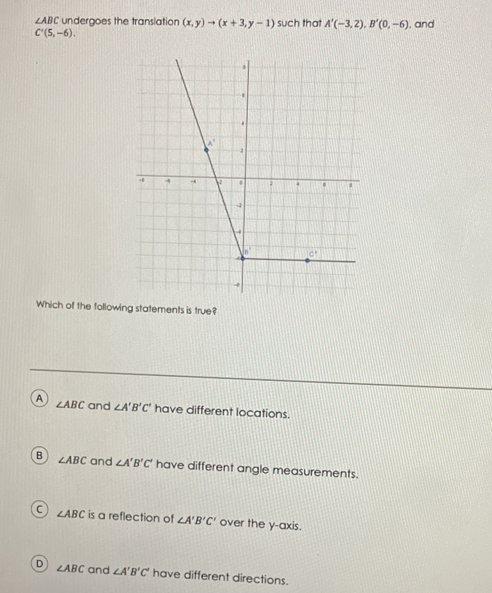 LABC undergoes the translation (x, y) - (x + 3, y
