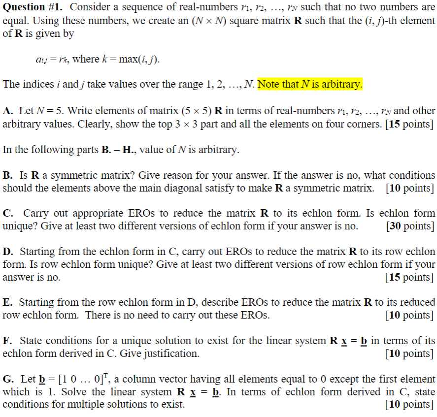 Question #1. Consider a sequence of real-numbers