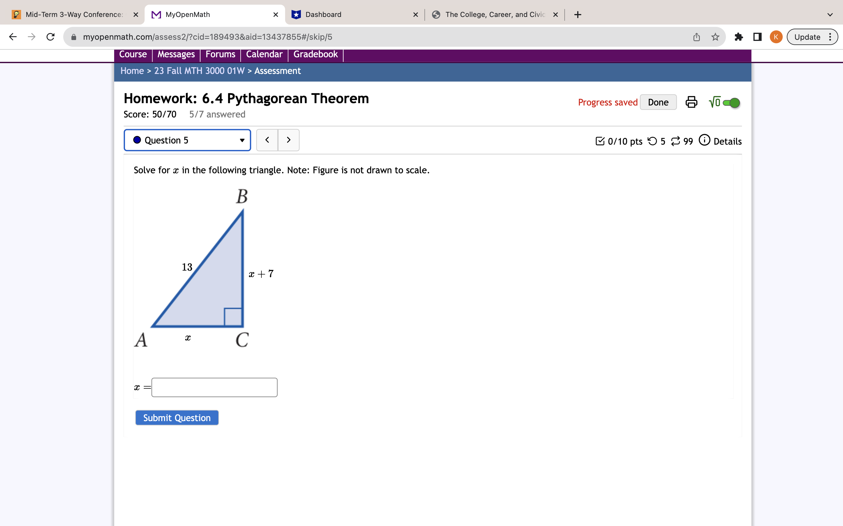 Mid-Term 3-Way Conference: x M MyOpenMath X