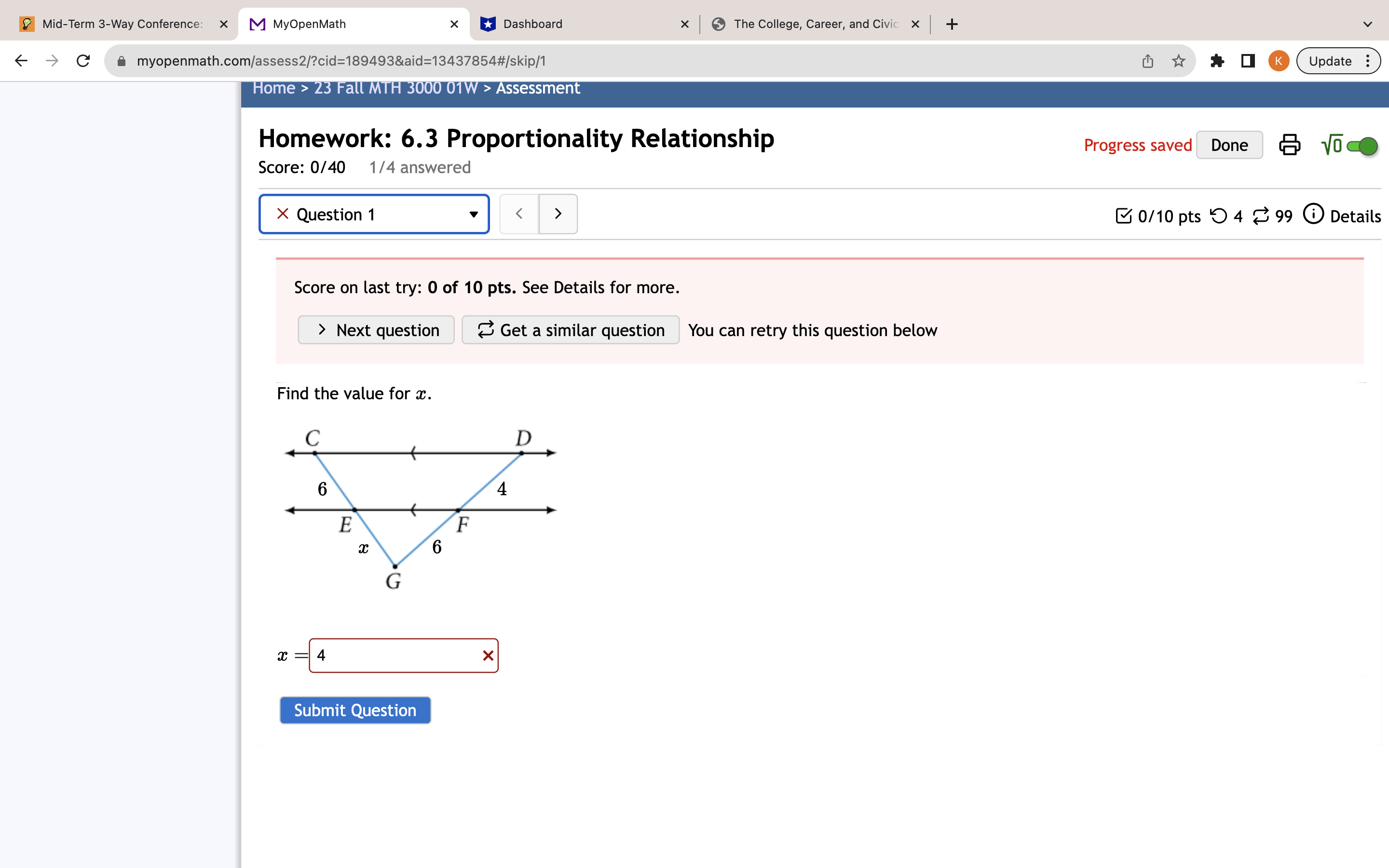 Mid-Term 3-Way Conference: x M MyOpenMath X