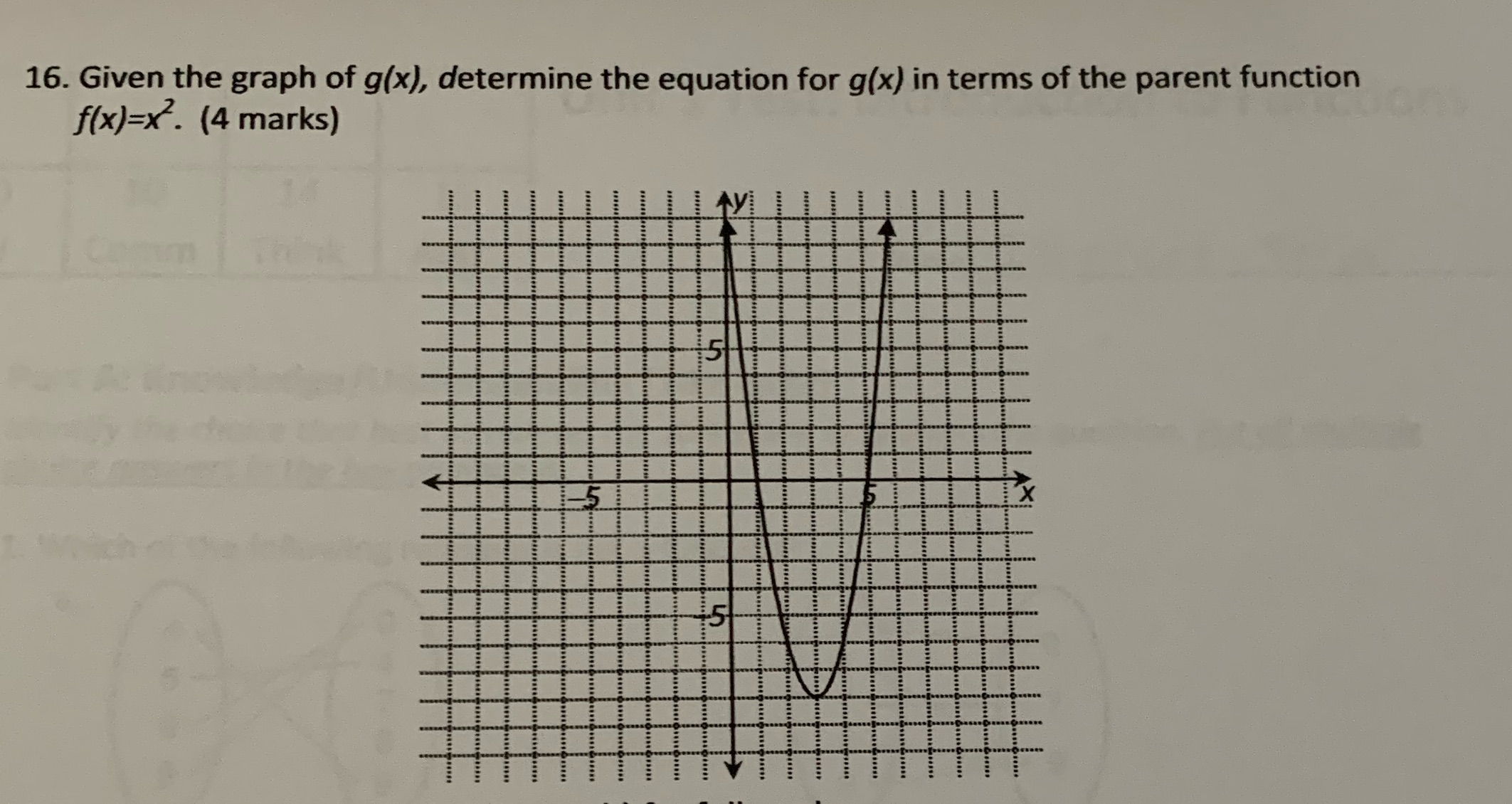 16. Given the graph of g(x), determine the