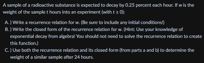 \fA sample of a radioactive substance is expected