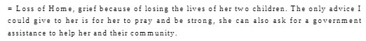 = Loss of Home, grief because of losing the lives