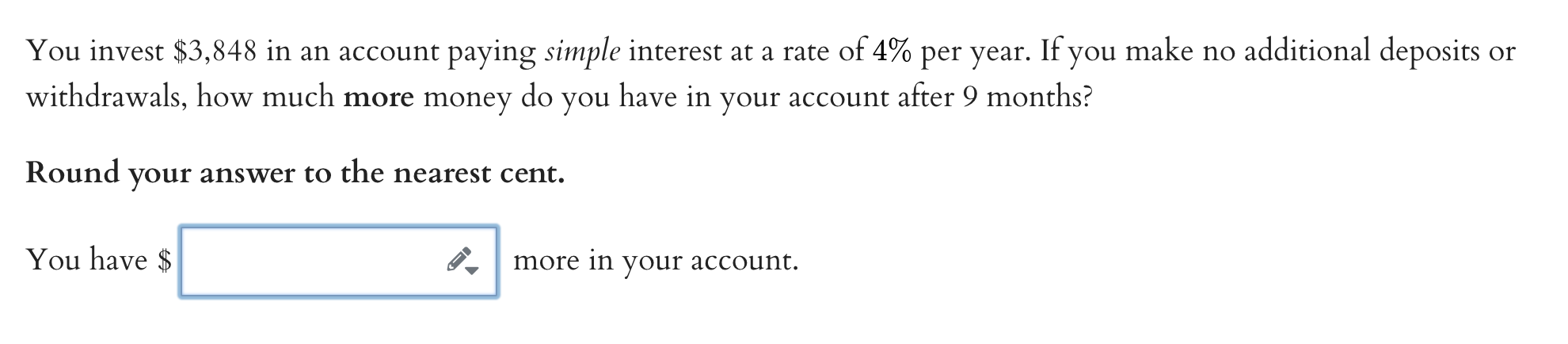 Question 1: Given a compound interest problem