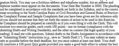 gnature block. You may use a fictitious address