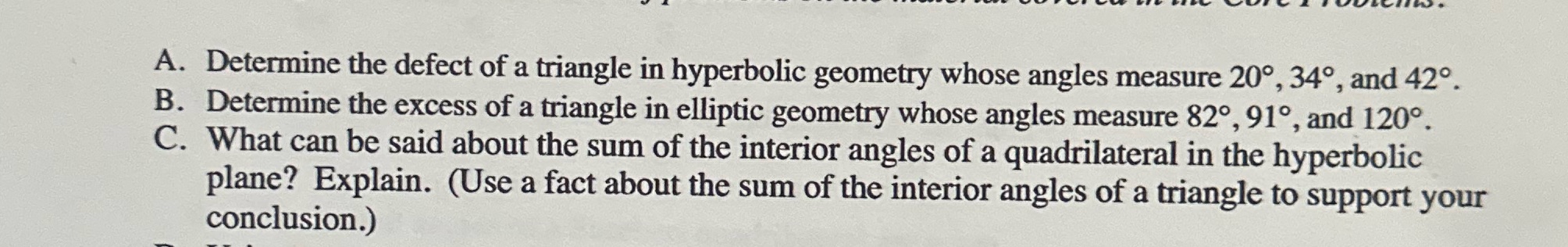 A. Determine the defect of a triangle in