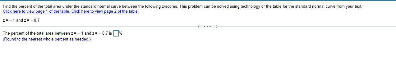 Find the percent of the total area under the