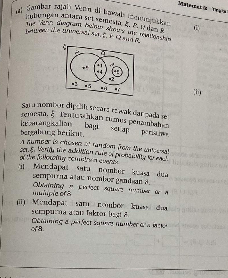 Read the English part Matematik Tingkat (a)