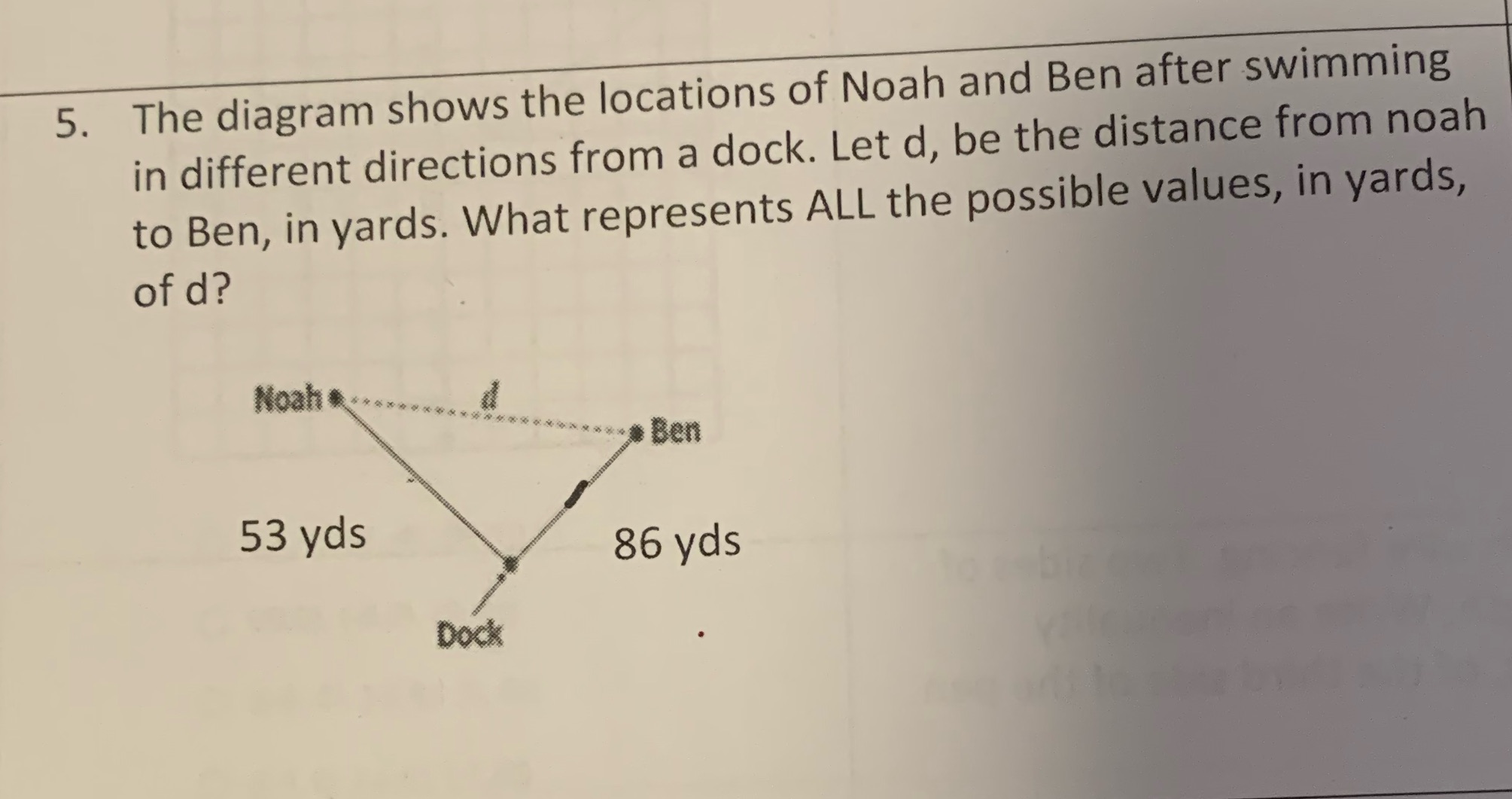 5. The diagram shows the locations of Noah and