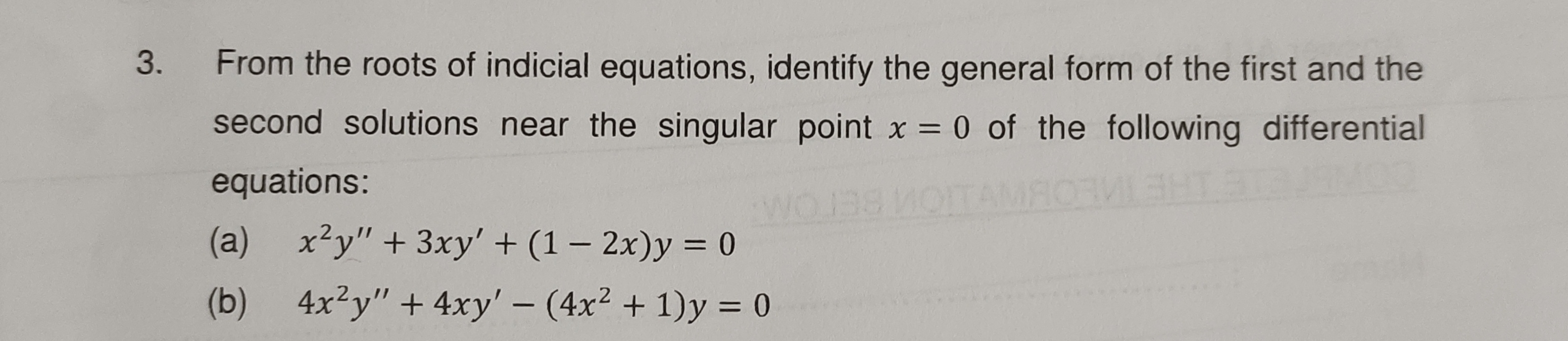 how to solve 3. From the roots of indicial