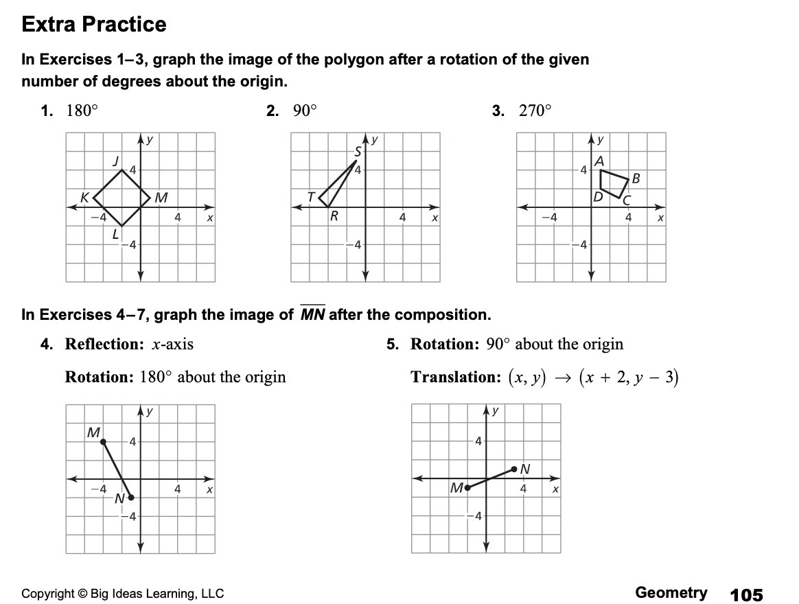 Extra Practice In Exercises 1-3, graph the image