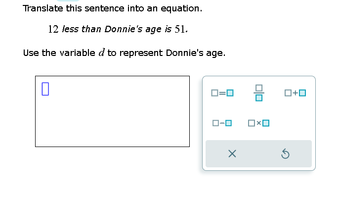 Translate this sentence into an equation. 12 fess