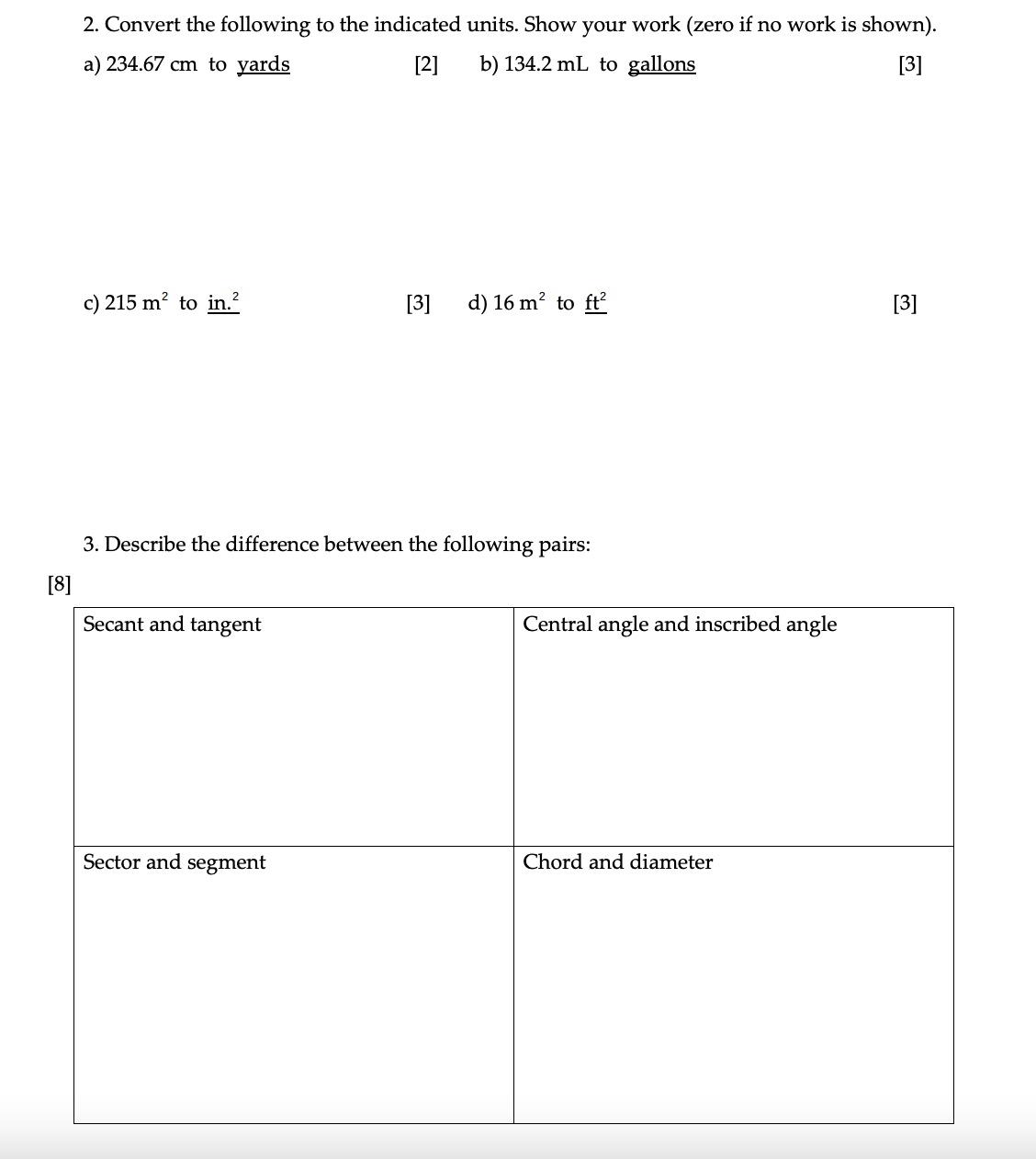 1. Determine the measure of each unknown. A 2x/ B