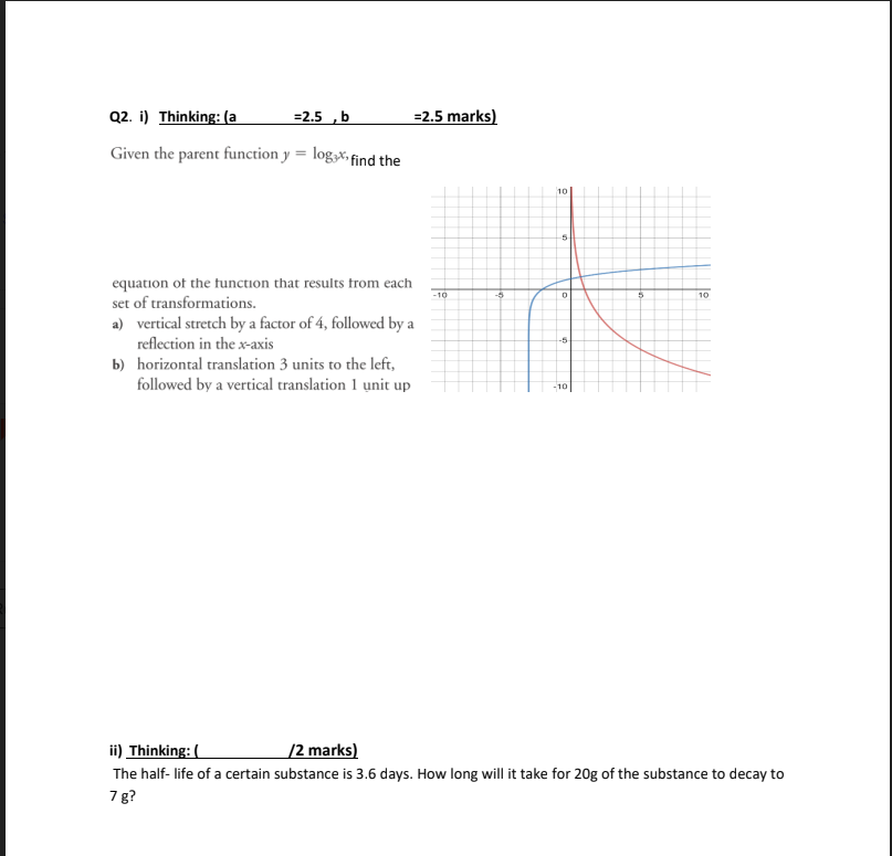 \fQ2. i) Thinking: (a =2.5 , b =2.5 marks) Given