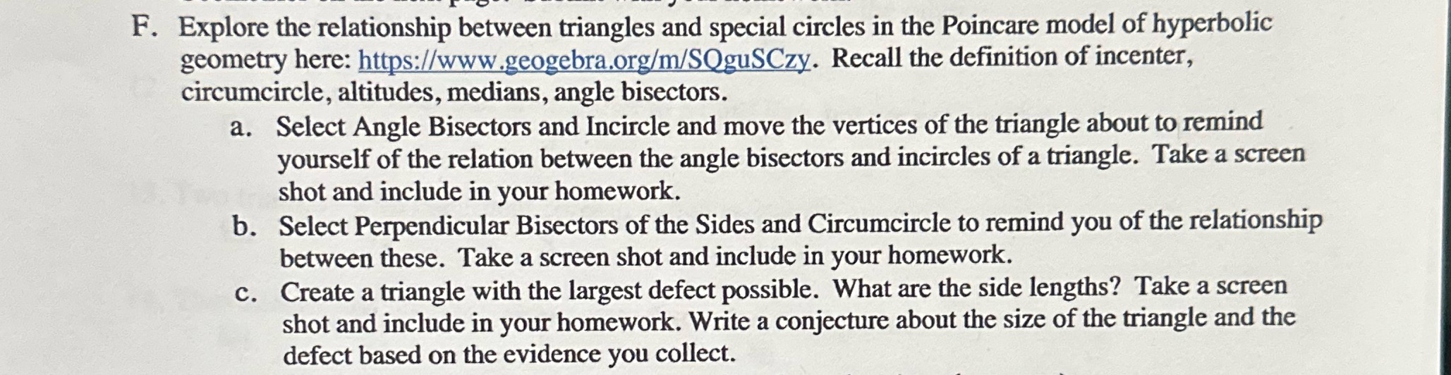 F. Explore the relationship between triangles and