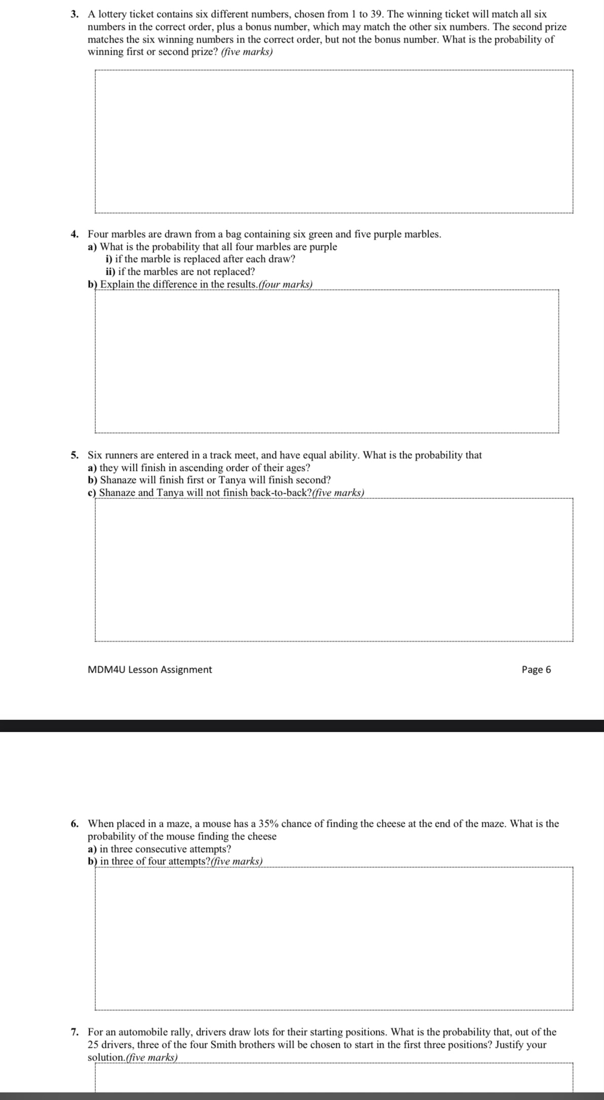3. A lottery ticket contains six different