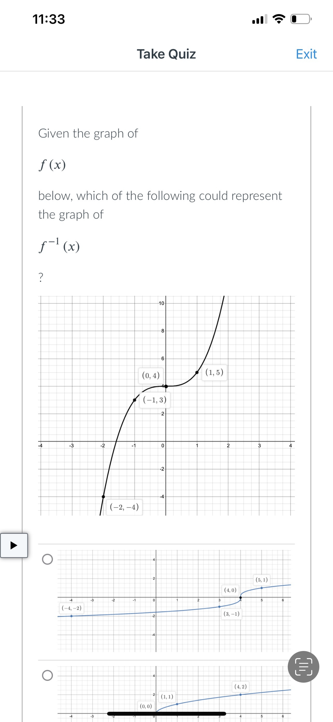 1133 all 4? {E} Take Quiz Exit Given the graph of