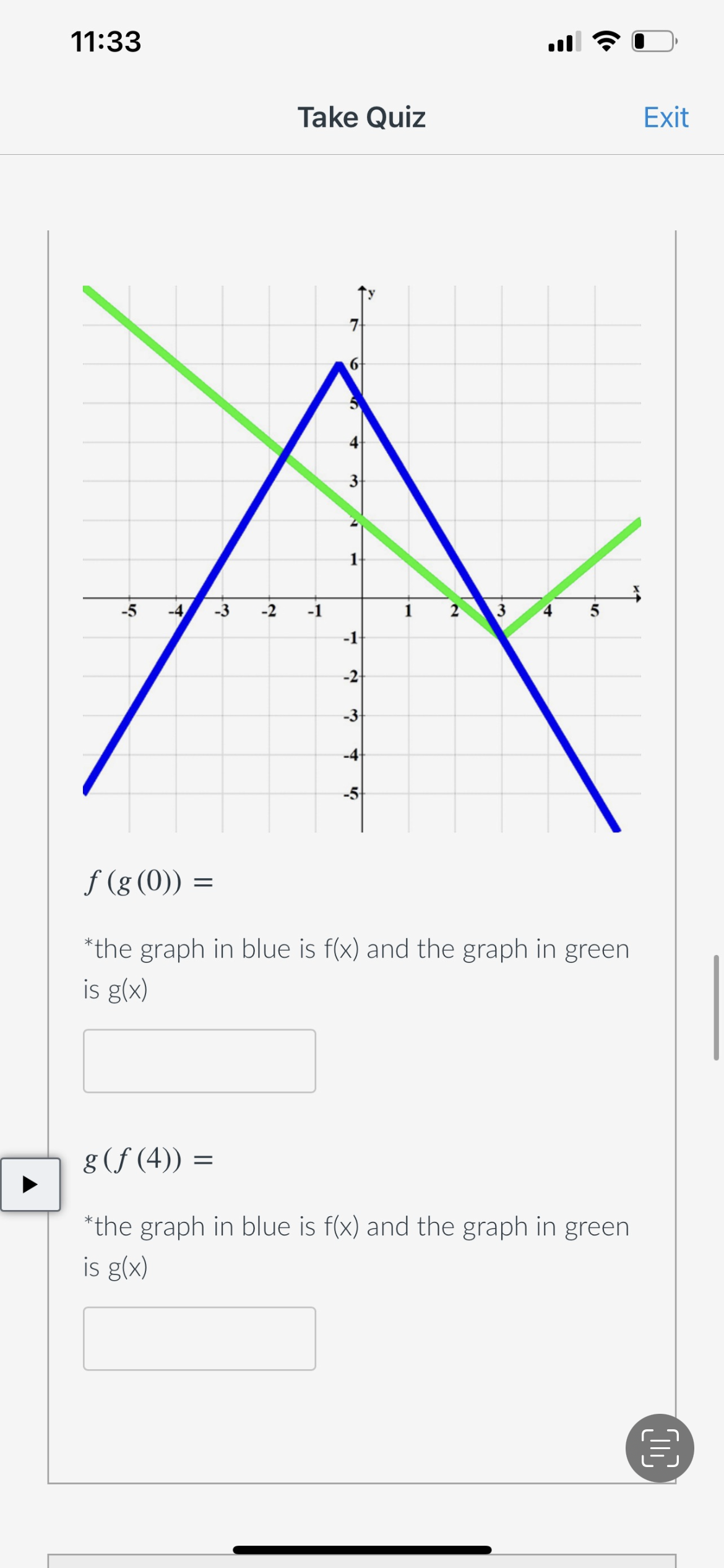 1133 all 4? {E} Take Quiz Exit Given the graph of