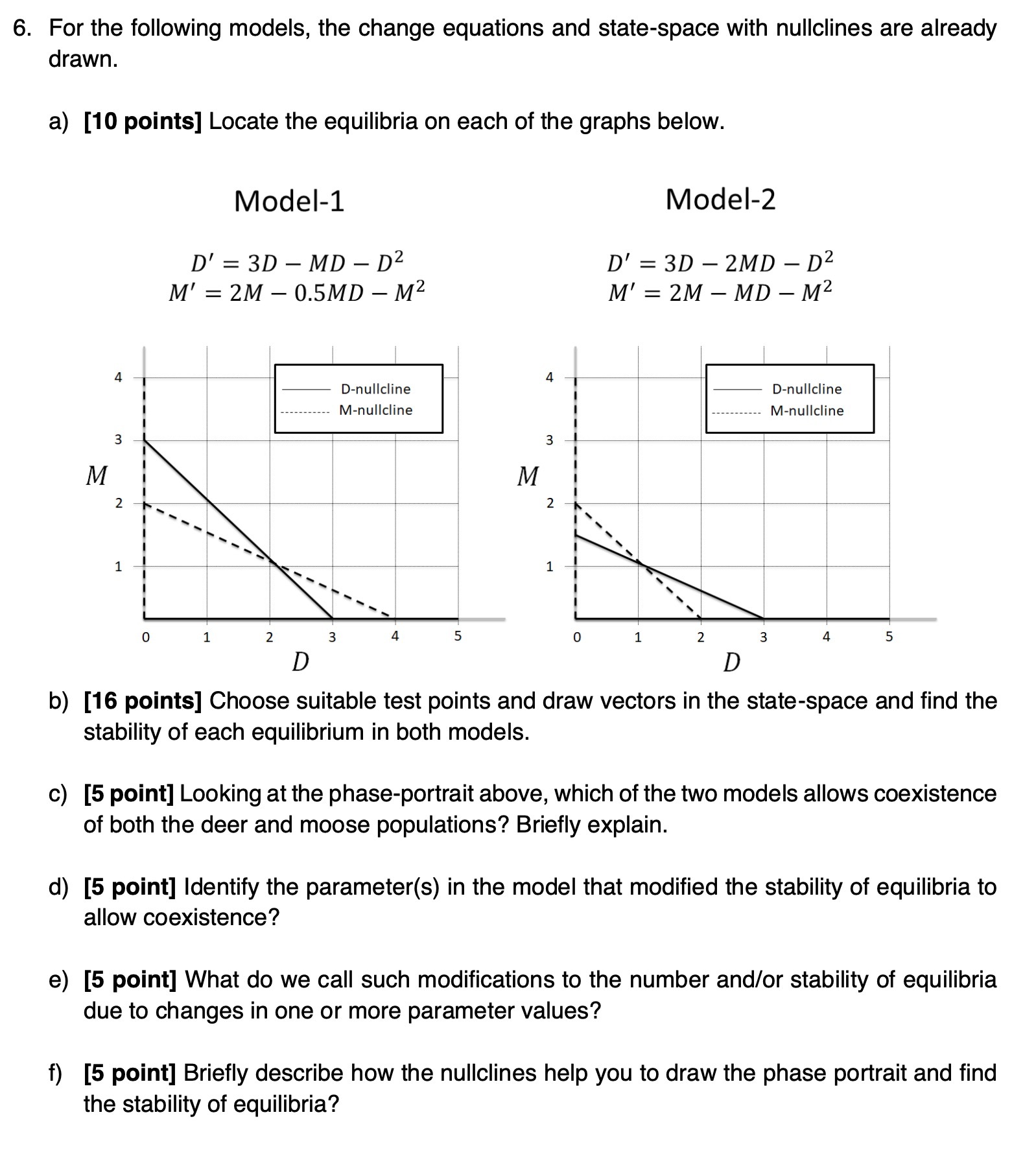6. For the following models, the change equations