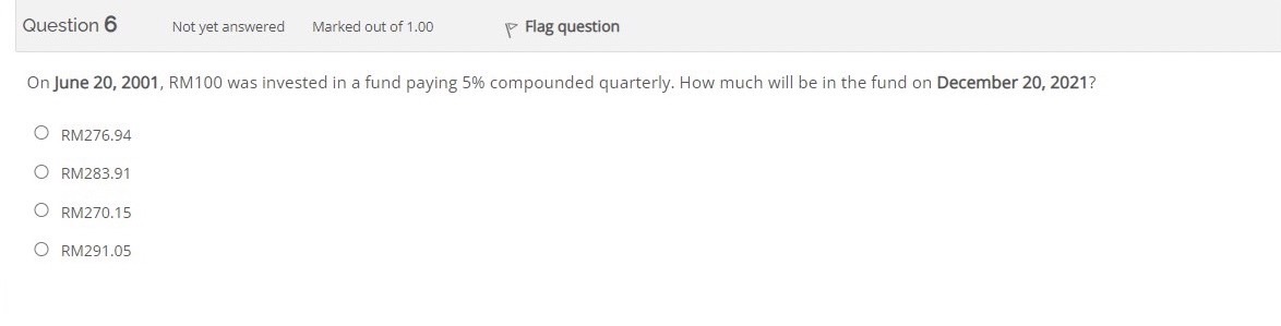 Question 6 Not yet answered Marked out of 1.00