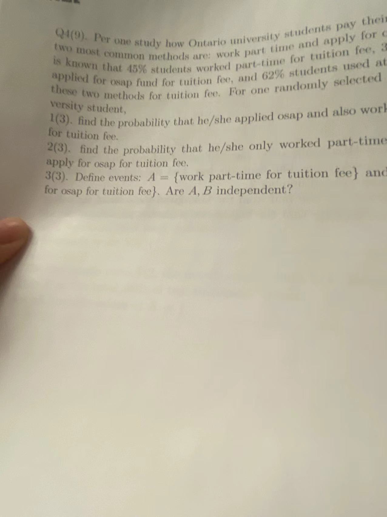 Q4(9). Per one study how Ontario university