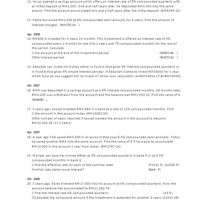 12. Imran opened a savings account which offers