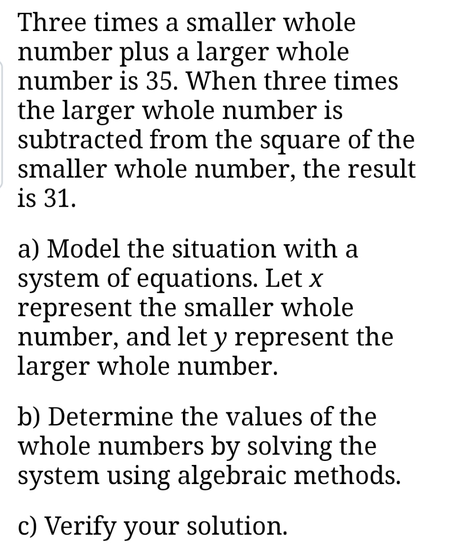 steps please Three times a smaller whole number