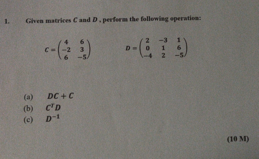 chapter 1: Matrices and determinants 1. Given