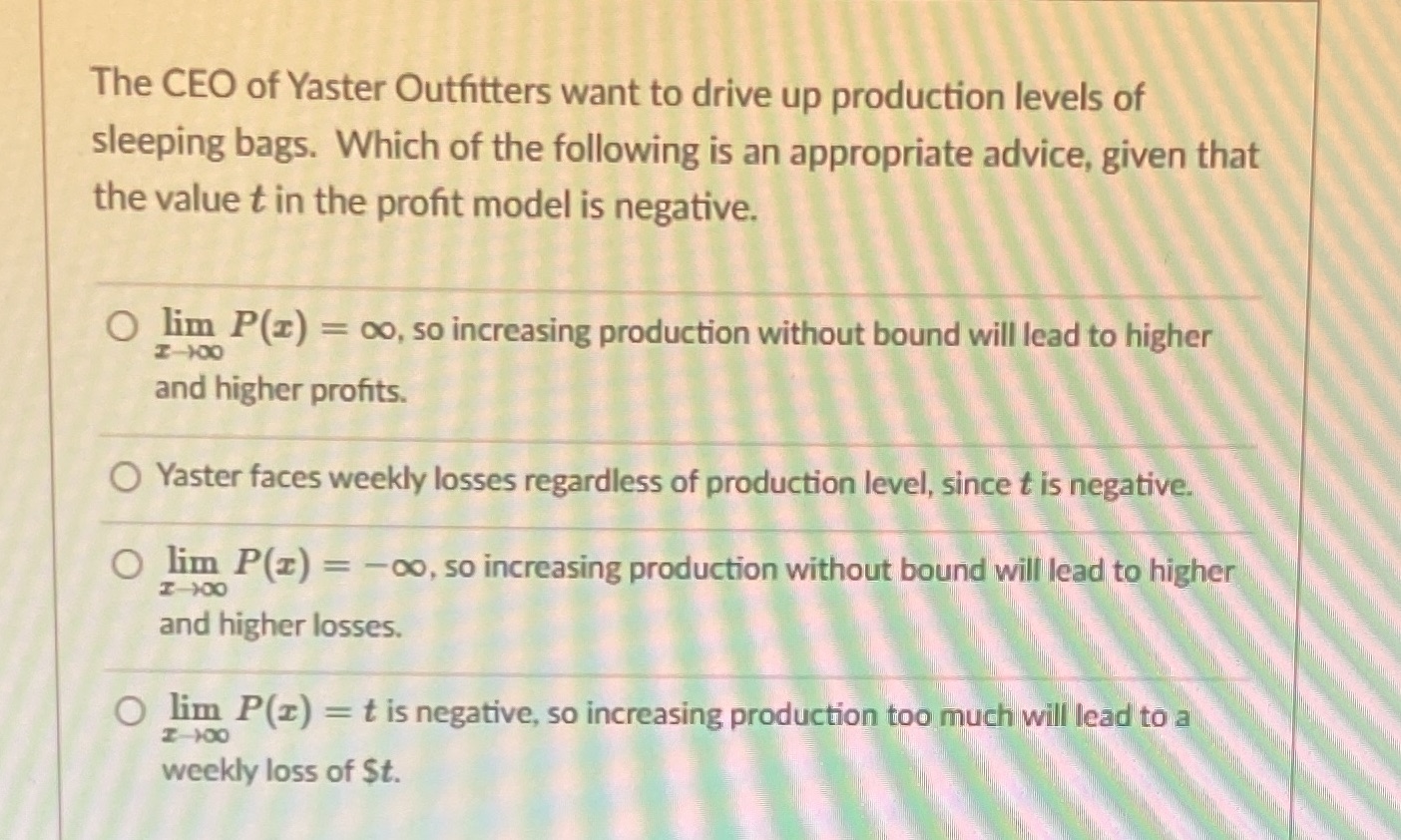 The CEO of Yaster Outfitters want to drive up