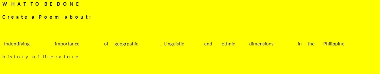 WHAT TO BE DONE Create a Poem about: Indentifying