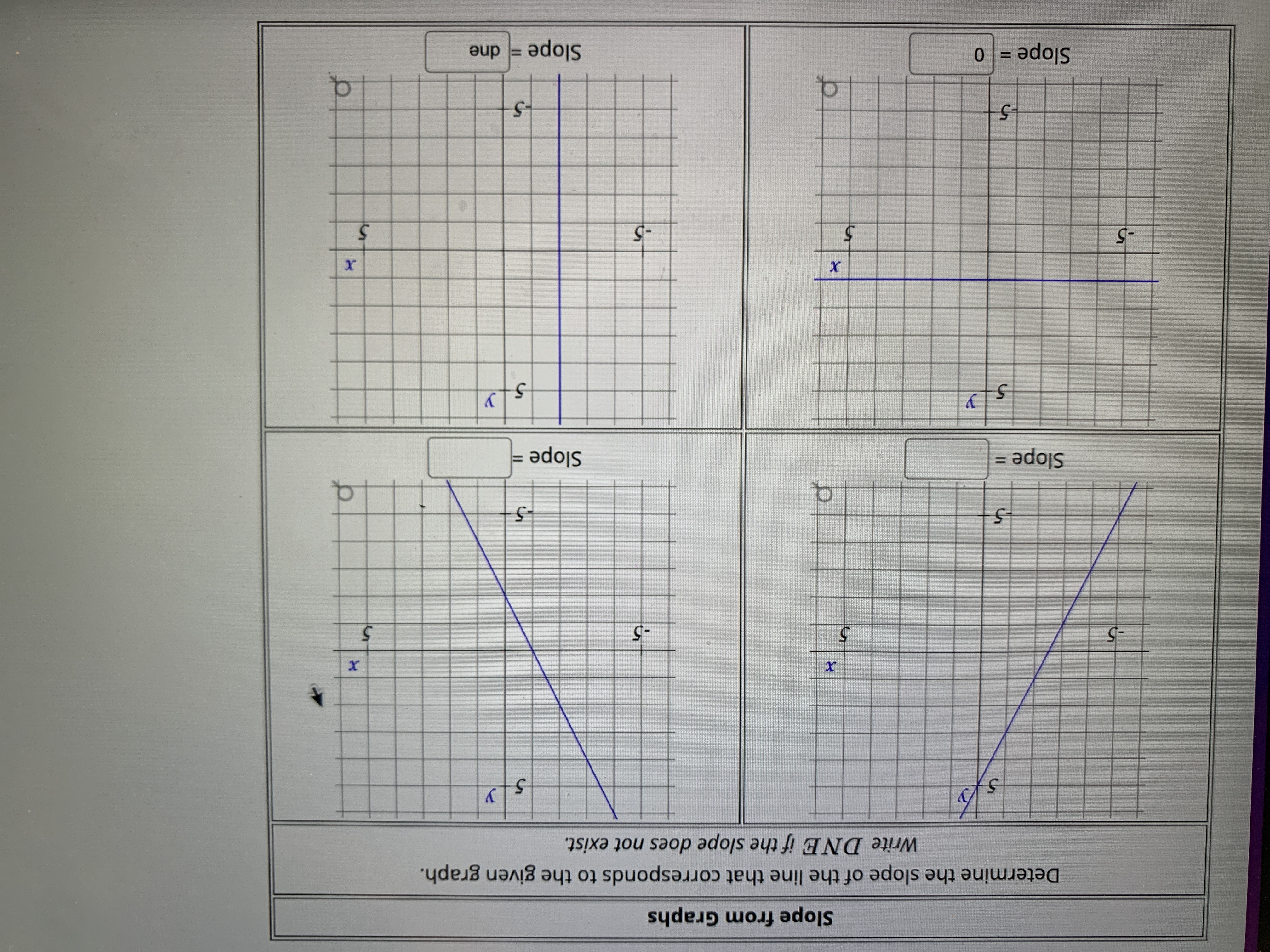 Question 1 Slope and Intercept Determine the