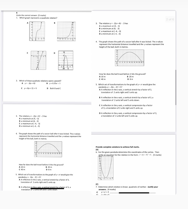 Circle the correct answer. (5 marks) 1. Which