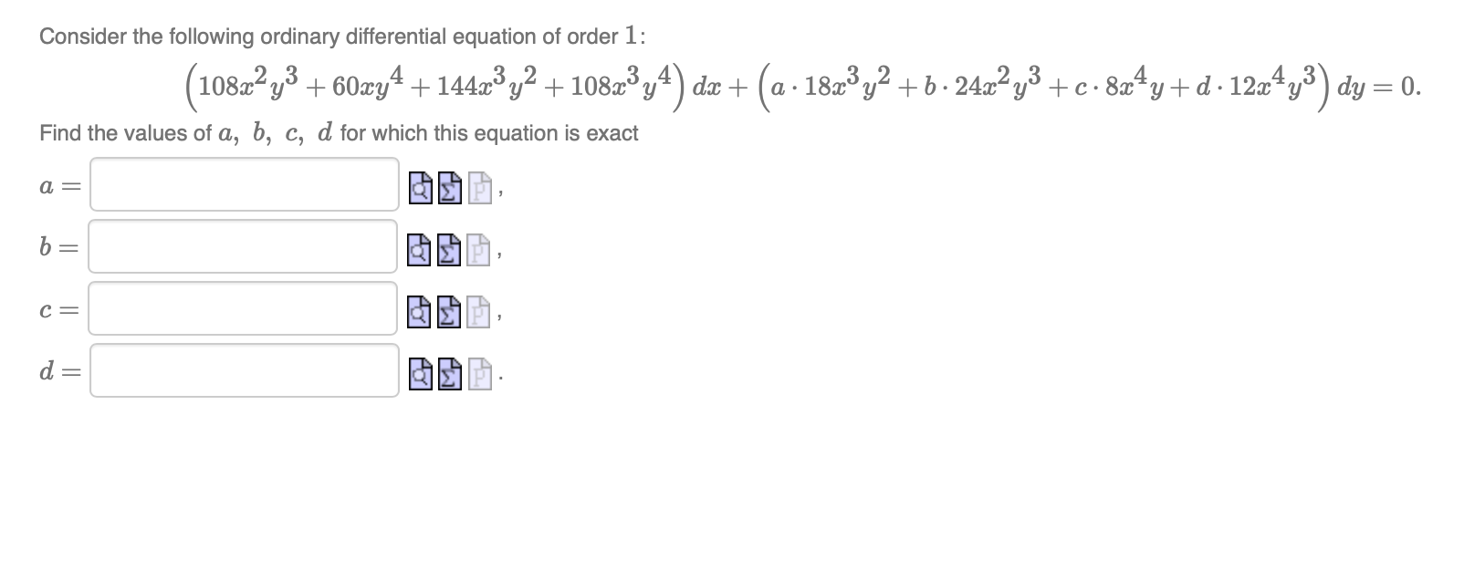 Consider the following ordinary differential