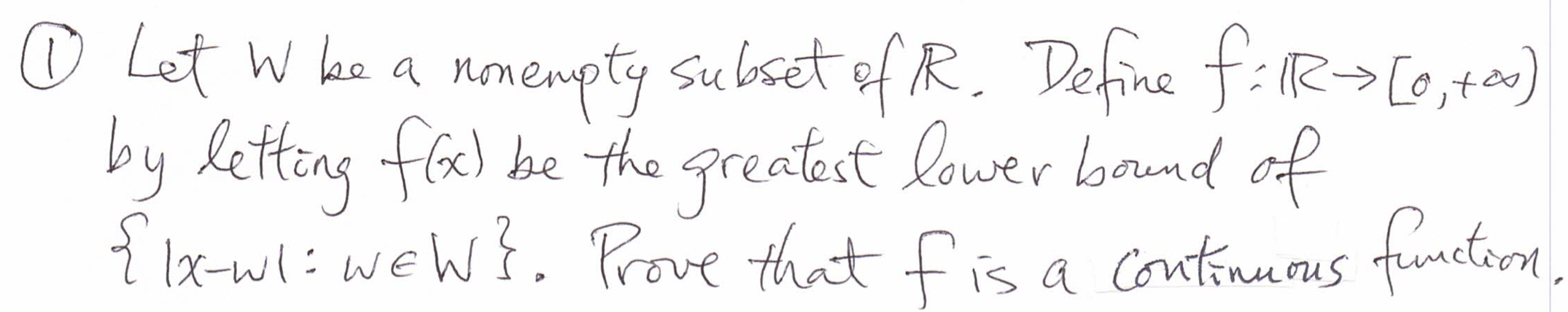I Let Whe a nonempty subset of R. Define t: (R-