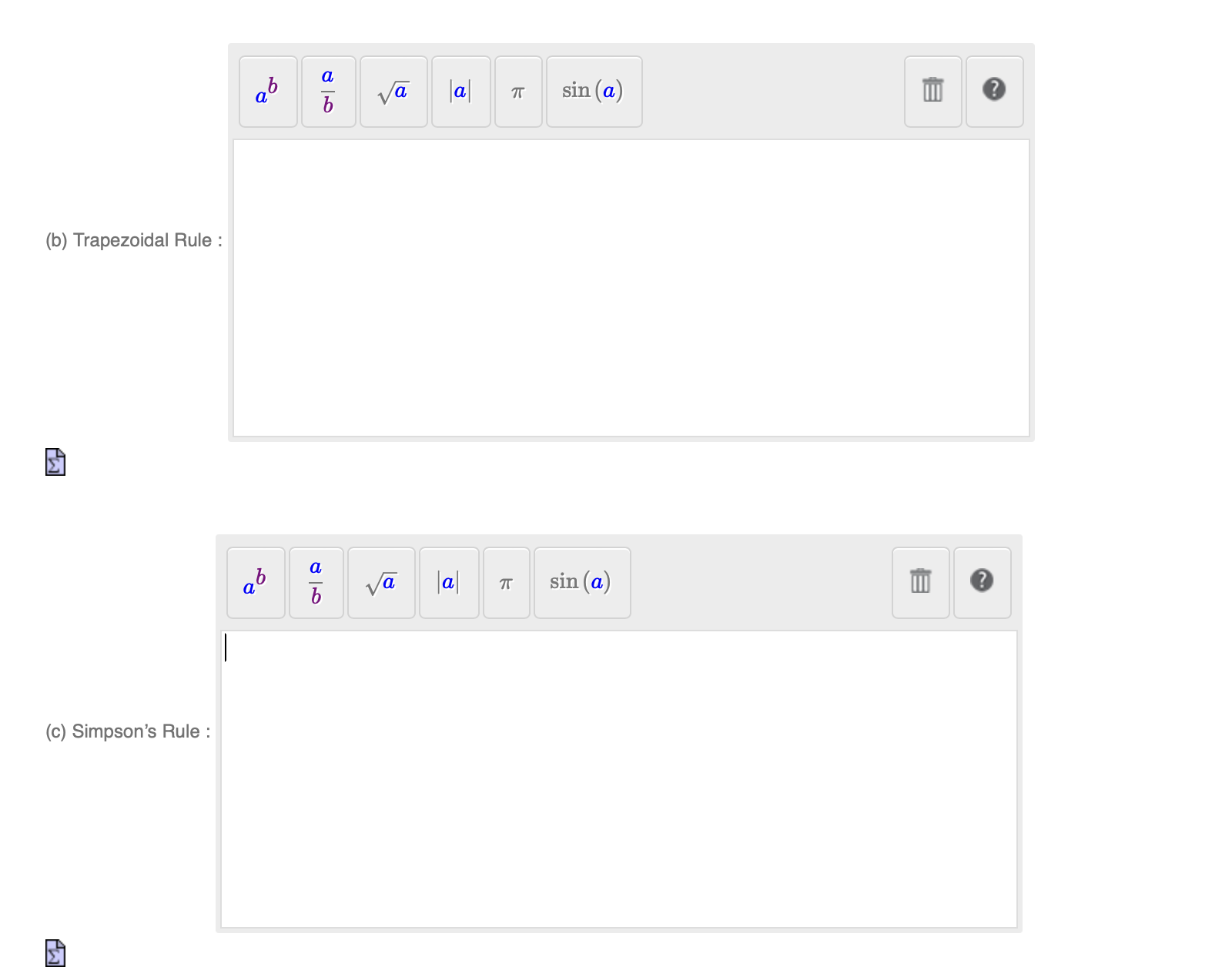 Va a sin (a) ? (b) Trapezoidal Rule : Va a TT sin