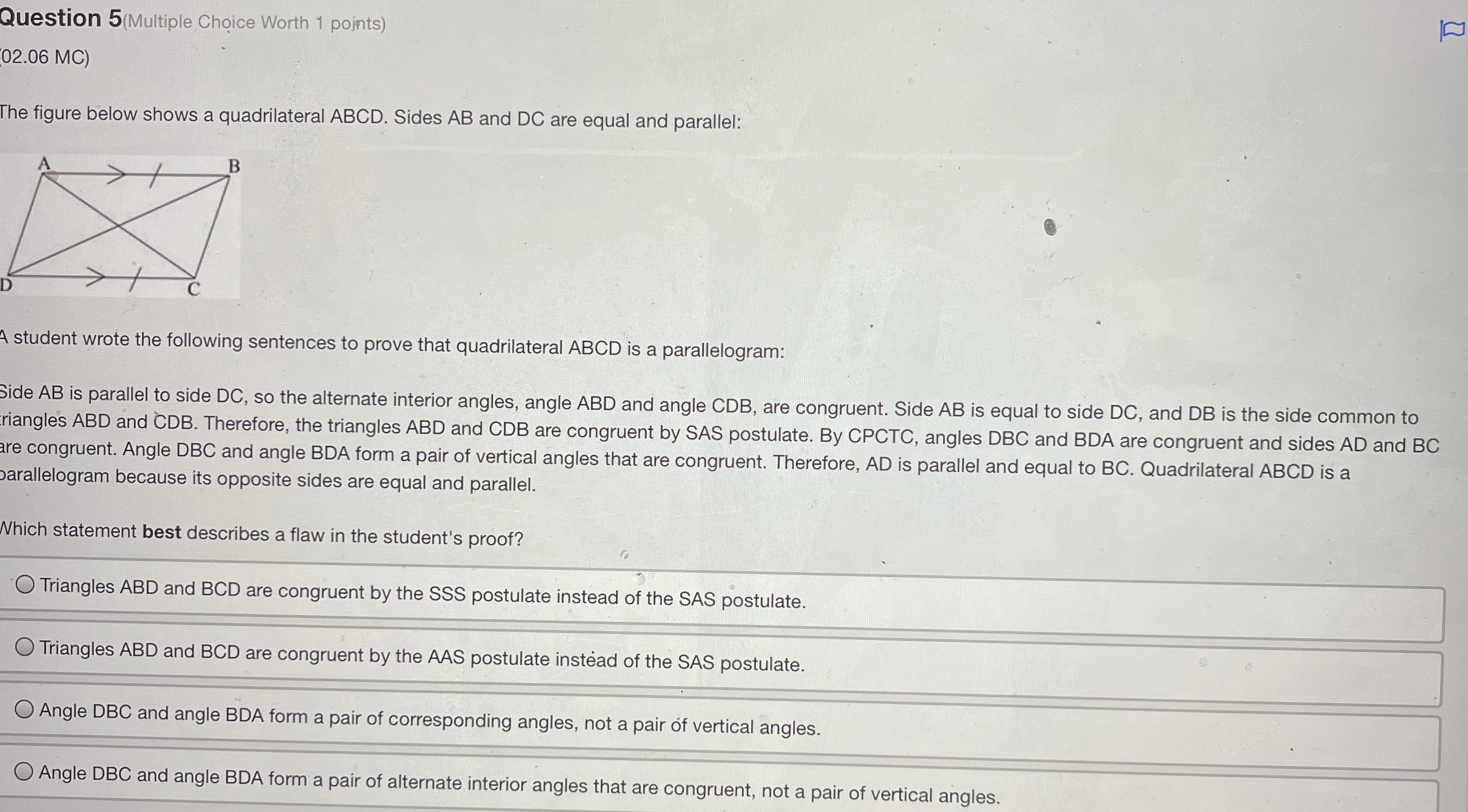 Question 5(Multiple Choice Worth 1 points) 02.06