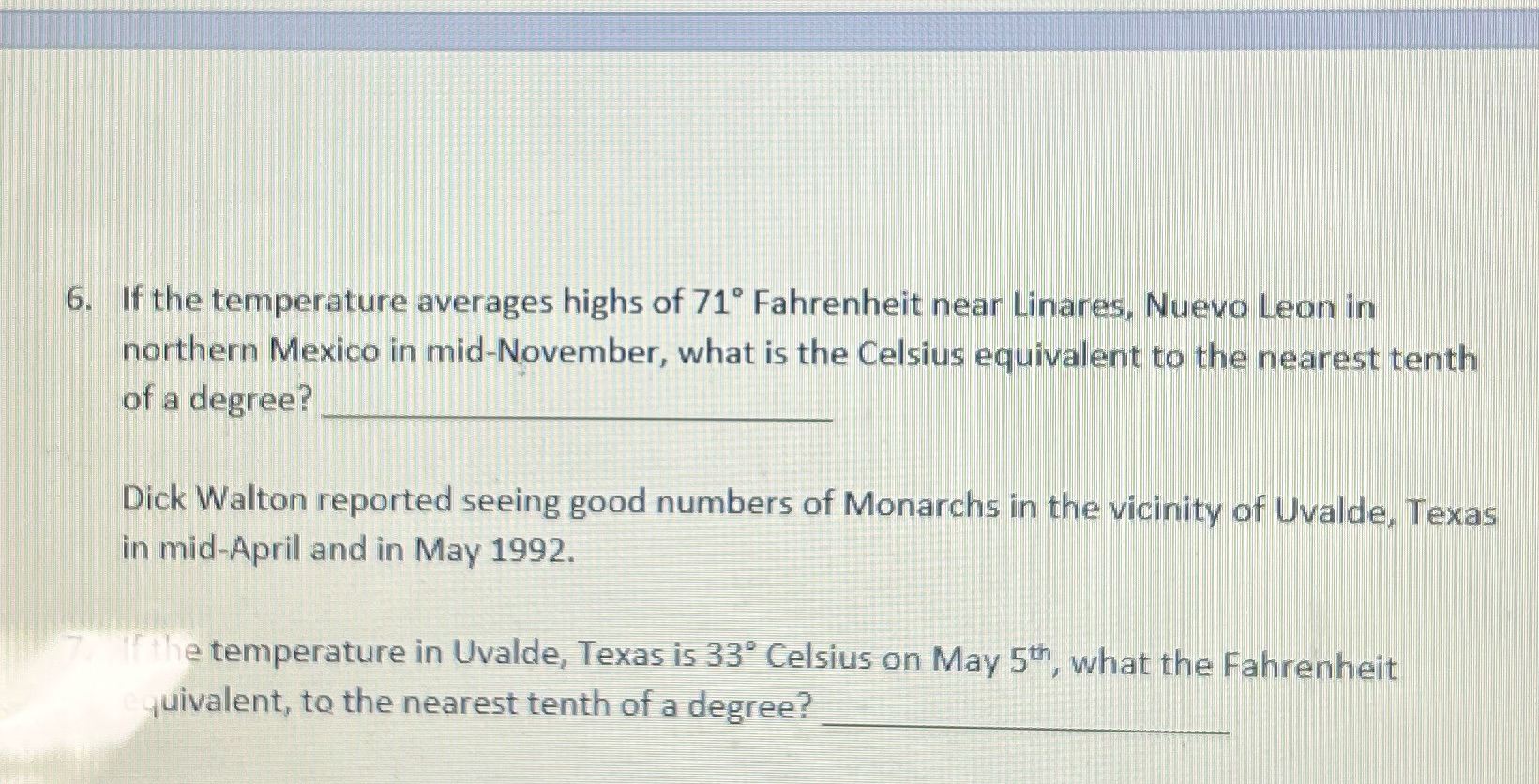 6. If the temperature averages highs of 71"