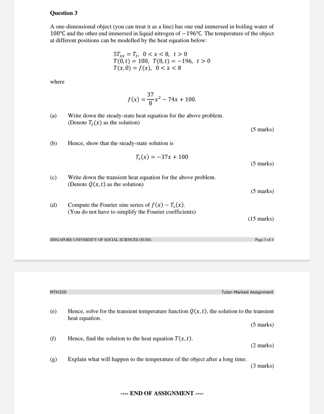 Question 3 A one-dimensional object (you can
