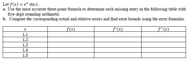 Letx} = exsinx. 3. Use the roost accurate