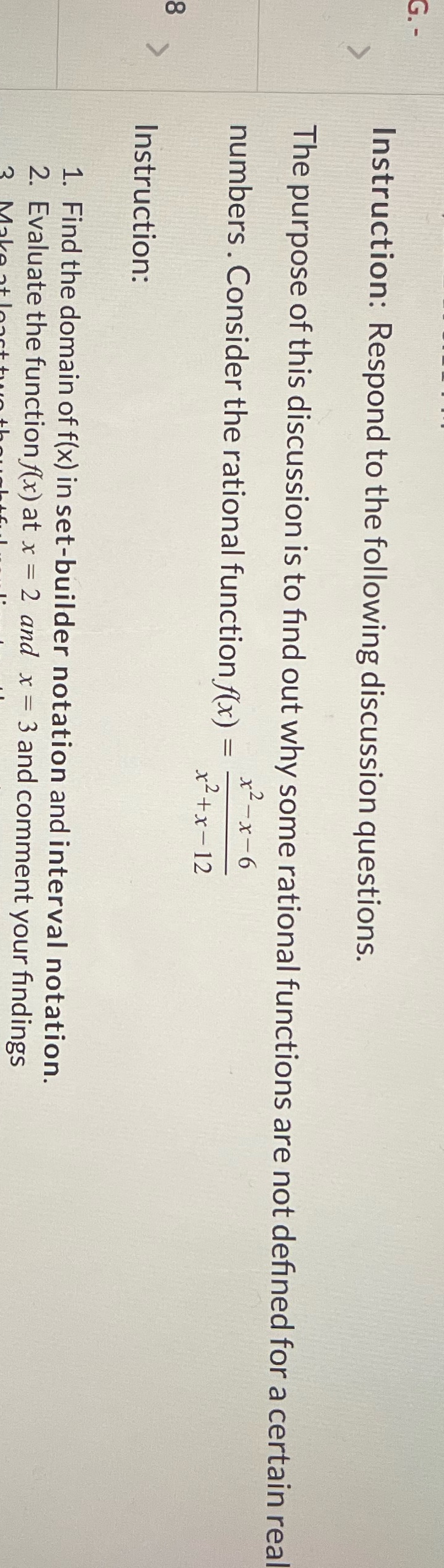 Instruction: Respond to the following discussion