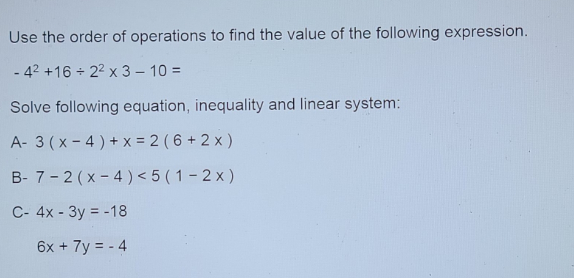 show full steps Use the order of operations to