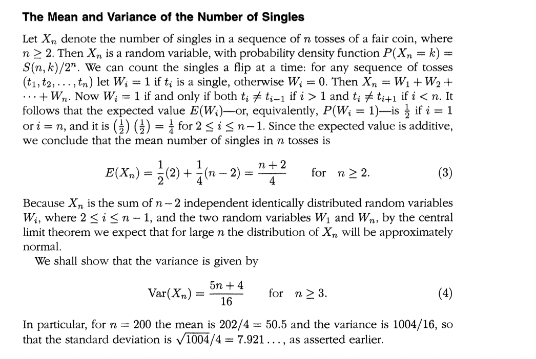 The Mean and Variance of the Number of Singles