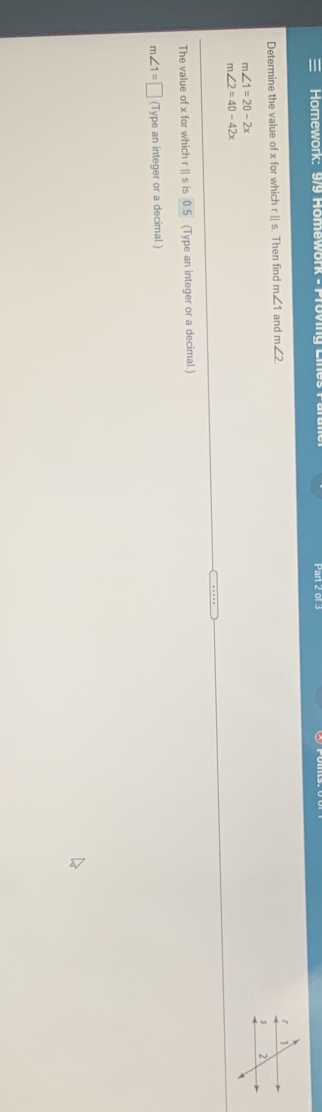 Homework: Determine the value of x for which r I|