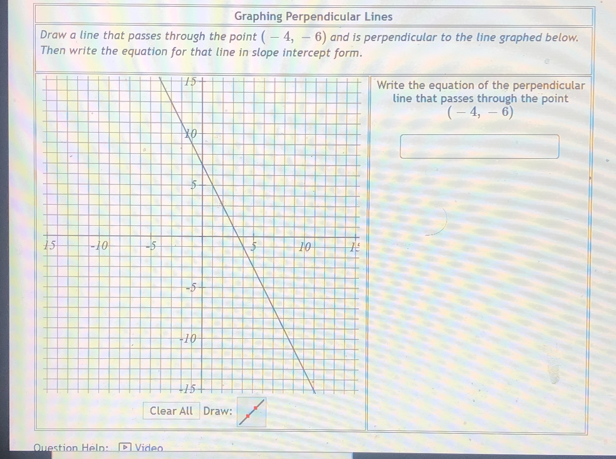 Graphing Perpendicular Lines Draw a line that