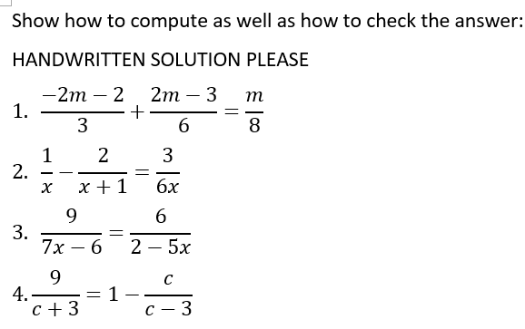 Show how to compute as well as how to check the